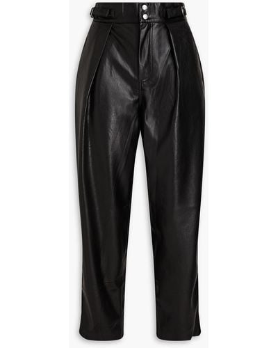 7 For All Mankind Faux Leather Tapered Trousers - Black