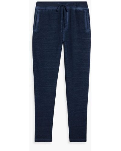 120% Lino Mélange Linen And Cotton-blend French Terry Drawstring Sweatpants - Blue