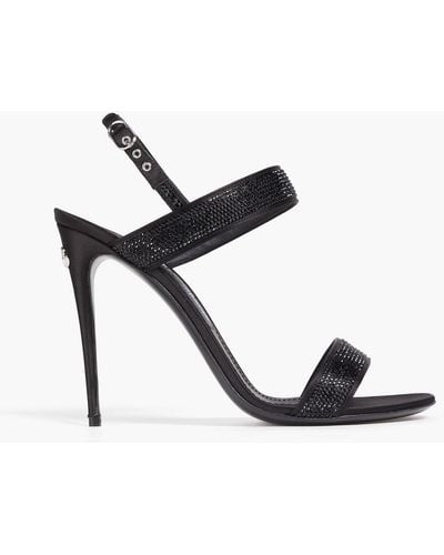 Dolce & Gabbana Crystal-embellished Satin Sandals - Black