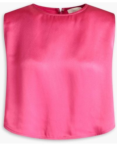 LAPOINTE Cropped Crepe Satin Top - Pink