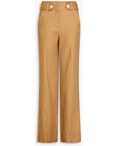 Veronica Beard Sunny Pinstriped Twill Wide-leg Trousers - Natural