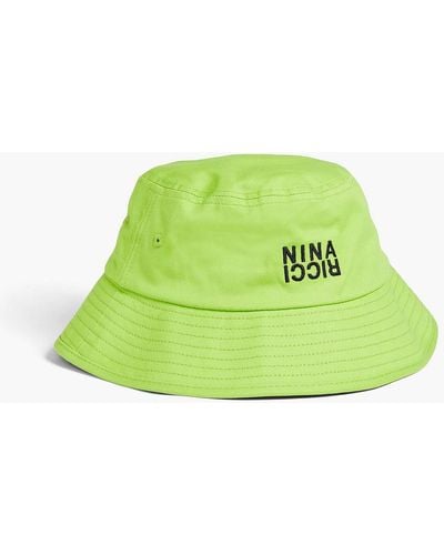 Nina Ricci Embroidered Cotton-twill Bucket Hat - Green