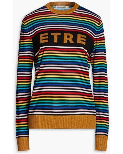 Être Cécile Striped Intarsia Wool-blend Sweater - Black