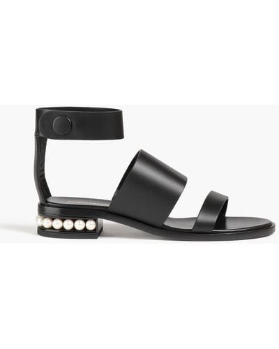 Nicholas Kirkwood Casati Faux Pearl-embellished Leather Sandals - Black