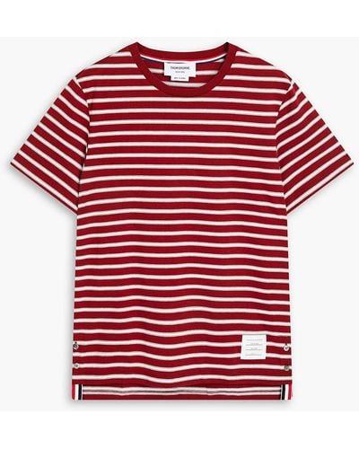Thom Browne Striped Cotton-jersey T-shirt - Red
