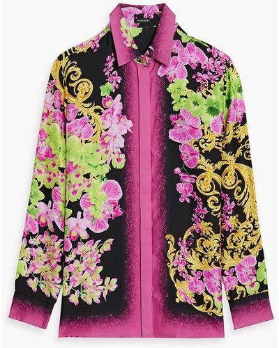 Versace Printed Silk-twill Shirt - Pink
