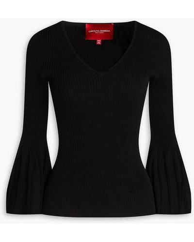 Carolina Herrera Ribbed-knit Sweater - Black