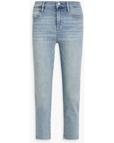 FRAME Le High Straight Cropped High-rise Slim-leg Jeans - Blue