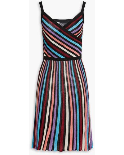 Boutique Moschino Metallic Striped Ribbed-knit Dress - Black