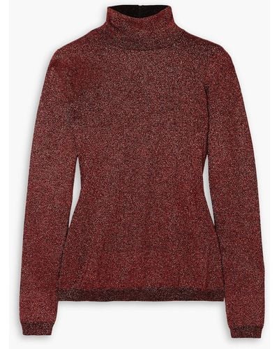 Stella McCartney Metallic Knitted Turtleneck Sweater - Red