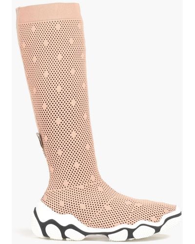 Red(V) Glam Run Stretch-knit Boots - White