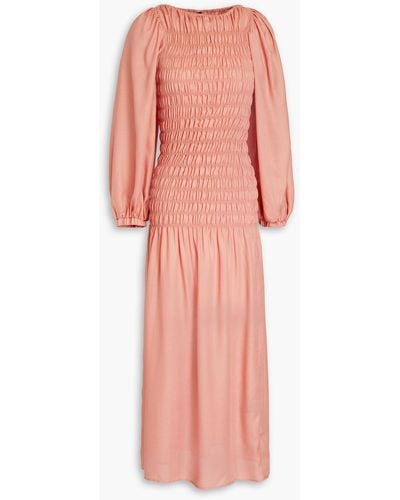 Mother Of Pearl Ariella Shirred Lyocell-voile Midi Dress - Pink
