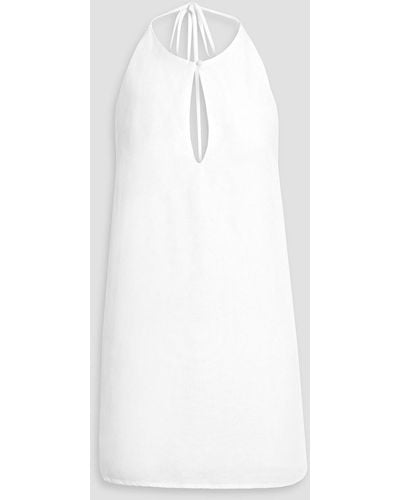 Onia Neckholder-minikleid aus einer leinen-lyocellmischung mit cut-outs - Weiß