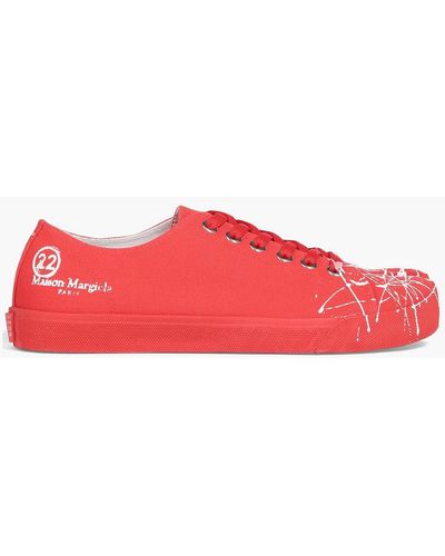 Maison Margiela Tabi Split-toe Painted Canvas Sneakers - Red