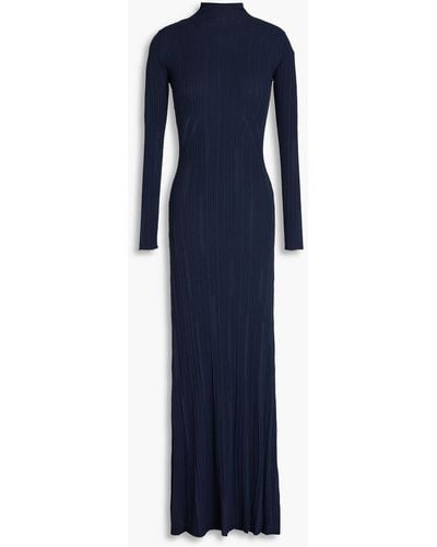 Jacquemus Lenzuolo Ribbed-knit Turtleneck Maxi Dress - Blue