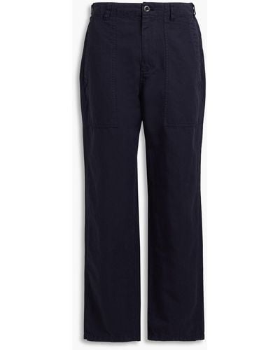 Alex Mill Neil Cotton And Linen-blend Twill Straight-leg Trousers - Blue