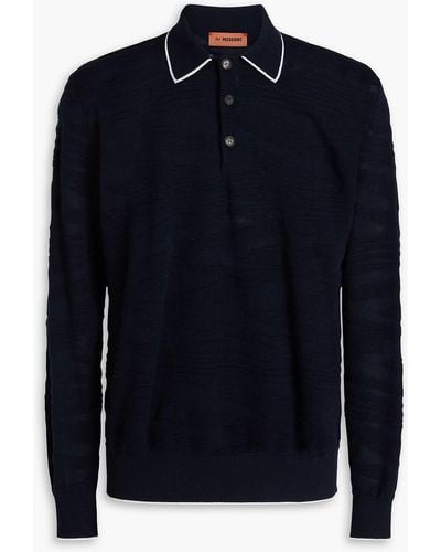 Missoni Burnout Wool-blend Polo Sweater - Blue