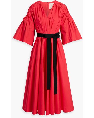 ROKSANDA Electra Woven Cotton-poplin Midi Dress - Red