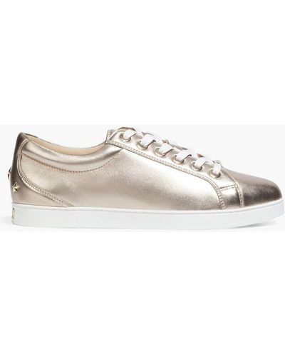 Jimmy Choo Cash Studded Textured-leather Sneakers - Metallic