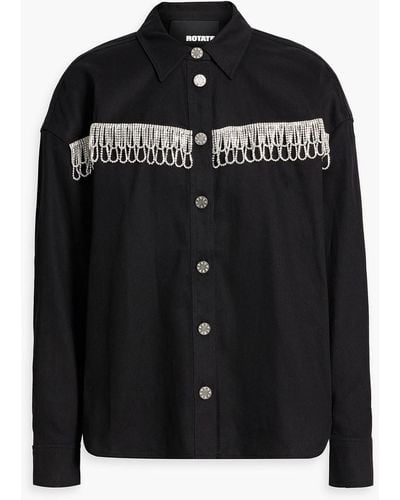 ROTATE BIRGER CHRISTENSEN Crystal-embellished Denim Shirt Jacket - Black