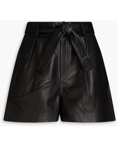 Claudie Pierlot Etincelant Pleated Leather Shorts - Black