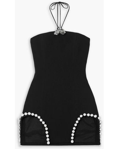 David Koma Embellished Cady Halterneck Mini Dress - Black