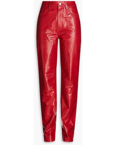 REMAIN Birger Christensen Leather Straight-leg Trousers - Red