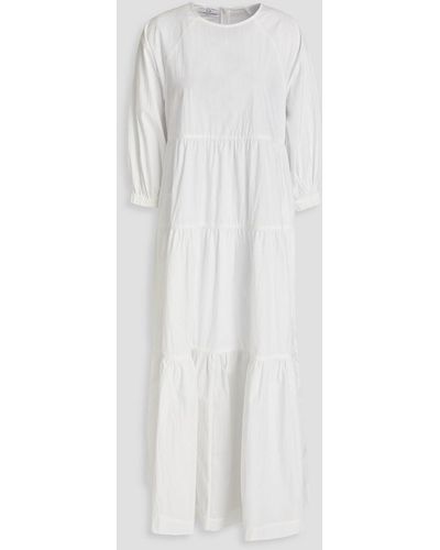 Co. Gathered Tton-blend Poplin Midi Dress - White