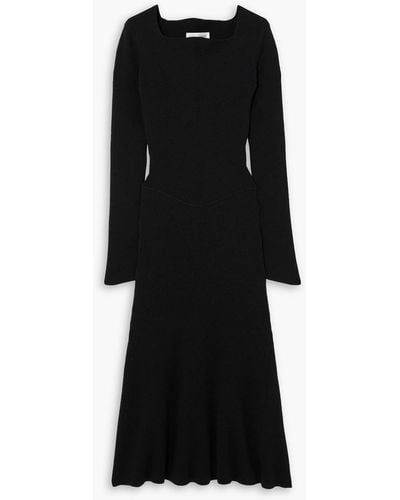 Victoria Beckham Circle Panelled Stretch-wool Midi Dress - Black