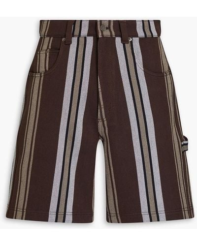 Jacquemus Panini Striped Cotton-blend Twill Shorts - Brown
