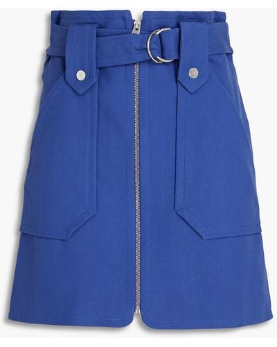 Ba&sh Walter Belted Stretch-cotton Mini Skirt - Blue