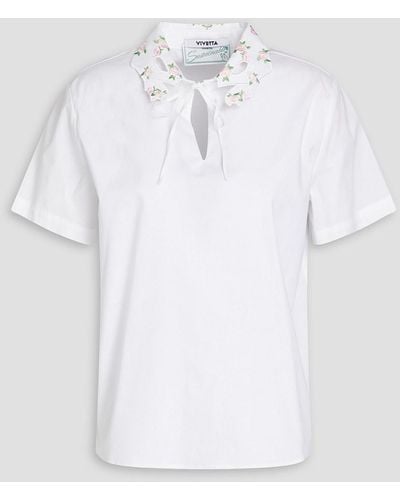 Vivetta Embroidered Stretch Cotton-poplin Top - White
