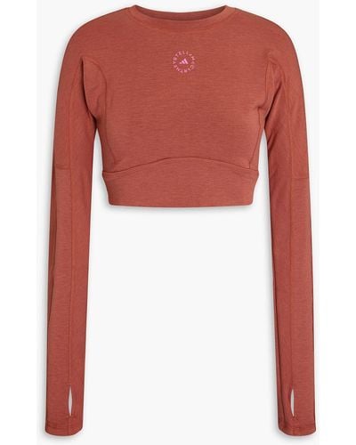 adidas By Stella McCartney Cropped Cutout Stretch-jersey Top - Red