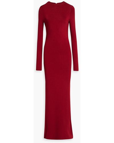 Galvan London Open-back Faux Pearl-embellished Stretch-jersey Maxi Dress - Red