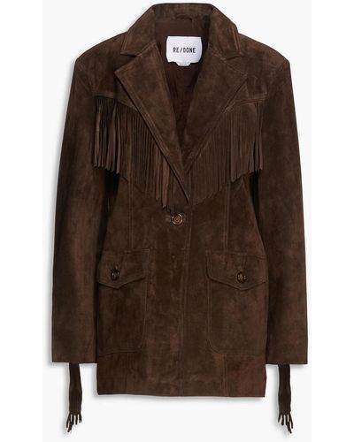 RE/DONE Fringed Suede Jacket - Brown
