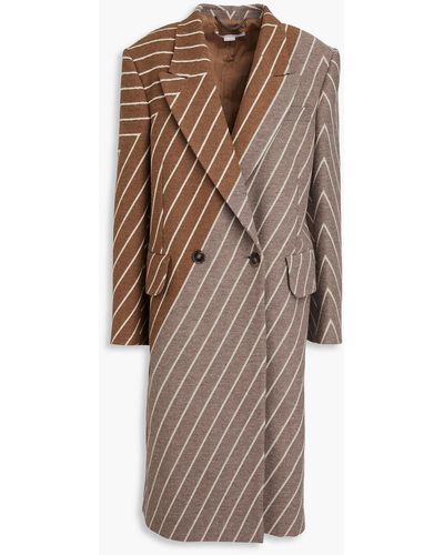 Stella McCartney Striped Two-tone Wool-blend Jacquard Coat - Brown
