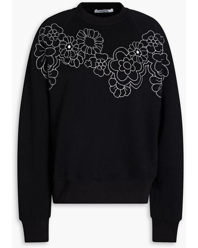 Vivetta Embroidered French Cotton-blend Terry Sweatshirt - Black