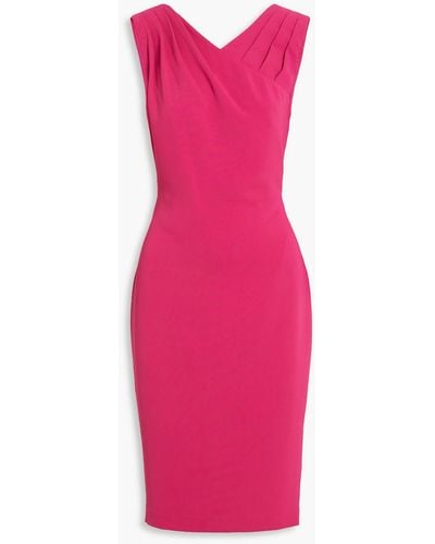 Badgley Mischka Pleated Crepe Dress - Pink