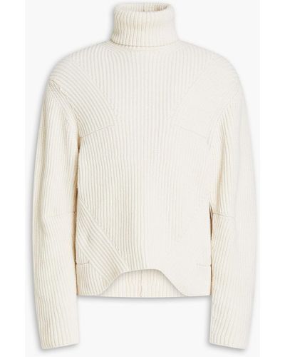 Ambush Ribbed Wool And Cashmere-blend Turtleneck Sweater - White