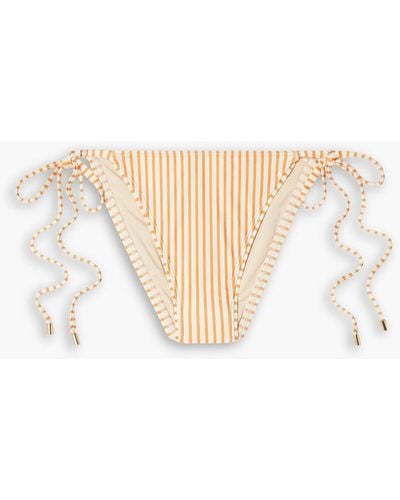 Peony Striped Stretch-econyl Mid-rise Bikini Briefs - White