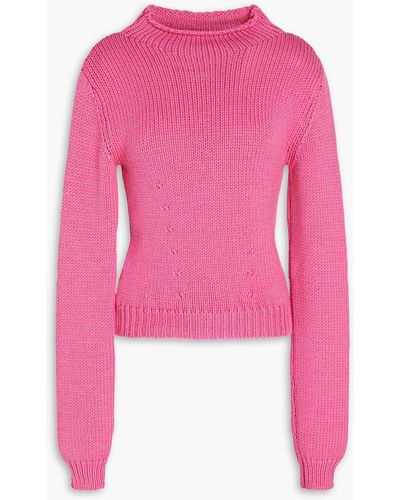 Marni Ribbed Wool Turtleneck Sweater - Pink