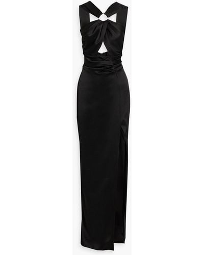 Rasario Cutout Ring-embellished Satin-crepe Gown - Black