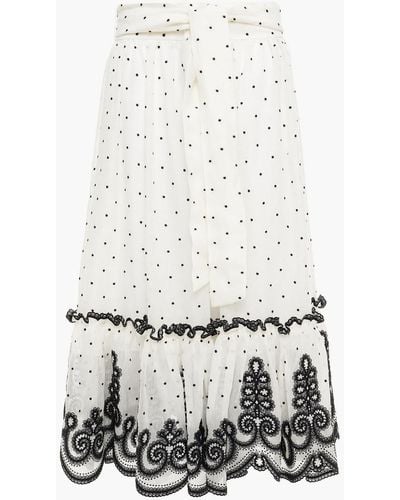 Zimmermann Embroidered Linen And Silk-blend Gauze Midi Skirt - Multicolor