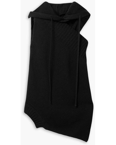 Monse Asymmetric Merino Wool-blend Hooded Jumper - Black