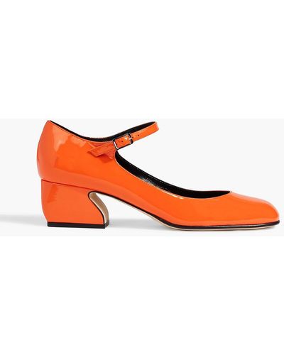 Sergio Rossi Patent-leather Mary Jane Pumps - Orange
