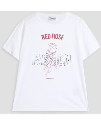 RED Valentino Printed Cotton-jersey T-shirt - White