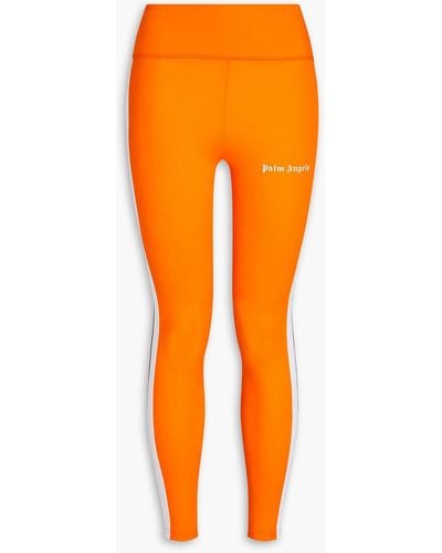 Palm Angels Cropped stretch-leggings mit perforierung - Orange