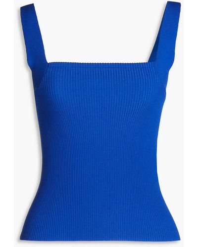 Diane von Furstenberg Ribbed Wool-blend Top - Blue