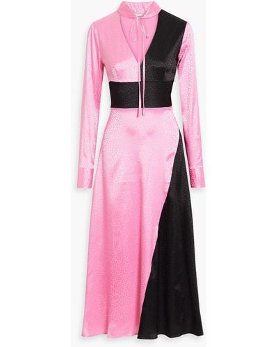 Olivia Rubin Penny Two-tone Satin-jacquard Midi Dress - Pink
