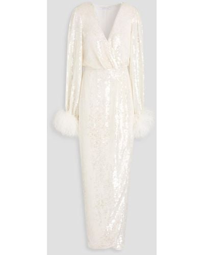 Rachel Gilbert Maysie Embellished Crepe Wrap Gown - White